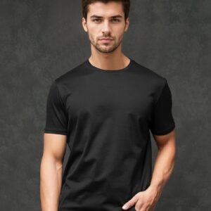 Men Black Solid Cotton Pure Cotton T-shirt Regular Fit